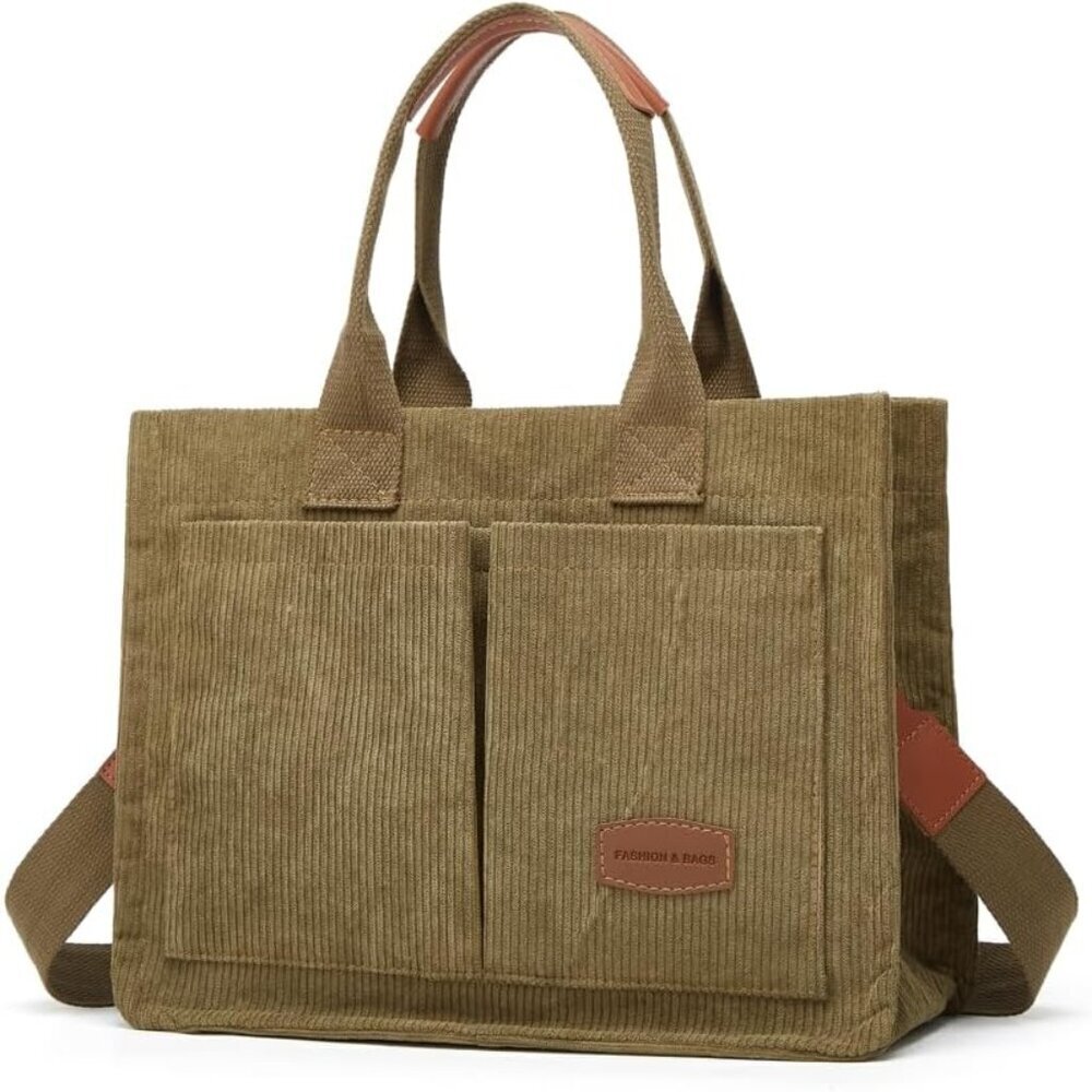 Canvas Tote Bag Women Casual Shoulder Handbag Multi-pocket Capacity - Picture 2 of 2